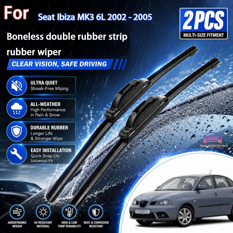 

Front Wiper Blades For Seat Ibiza MK3 6L 2002 - 2005 Windshield Windscreen Window Car Rain Brushes 21"+19" Modification Parts