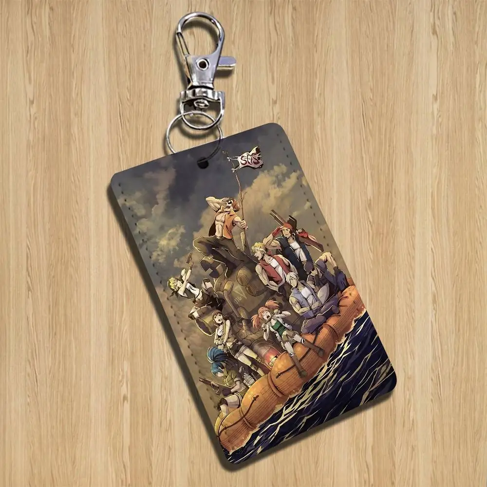game Pixel Metal Slug Rectangle ID Card Case Keychain Access Card Bag Key Tag Ring Leather Card Holder Key Ring Access
