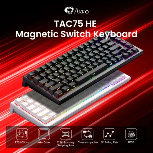 Akko TAC75 HE teclado magnético 75% interruptor magnético disparador rápido 0,005mm ARGB 8K tasa de orina teclado personalizado para jugadores con cable