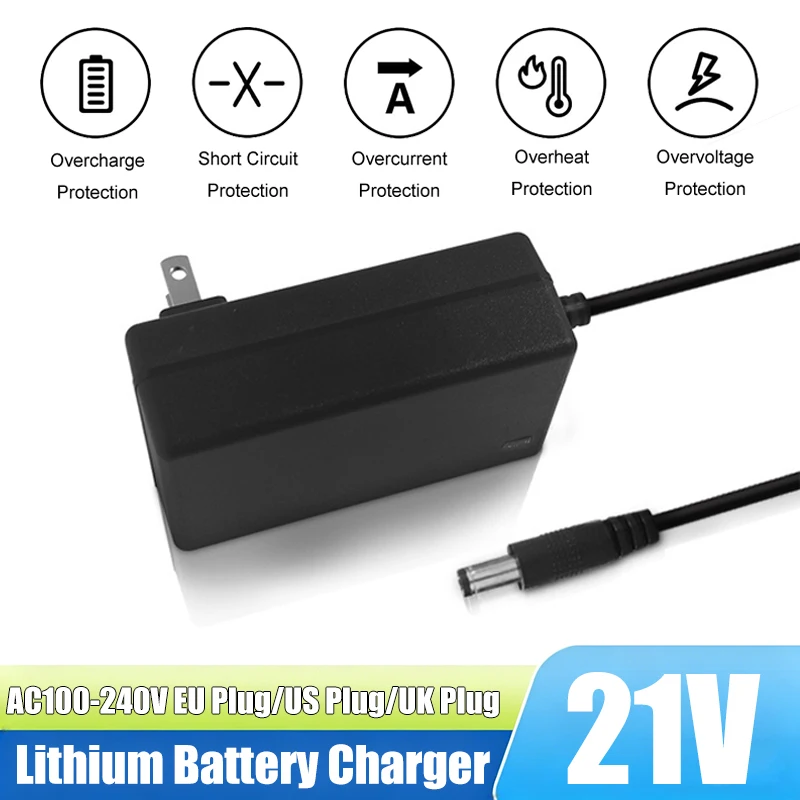 21V Charger 2A MAX Power Supply For 18V 21V Cordless Drill Electric Screwdriver Wireless Water Gun 5S 18650 Lithium Battery Pack