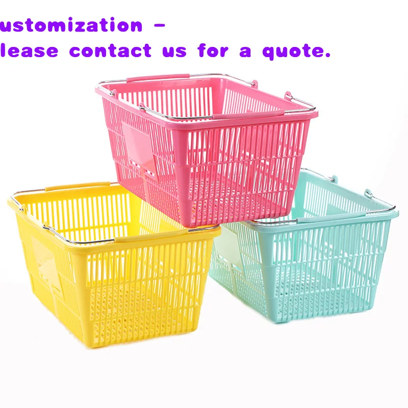 

Пластиковая корзина для покупок с металлической ручкой, разноцветная, складная, для супермаркетов и магазинов у дома.