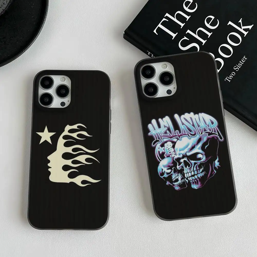 H-HellstarS Fashion Logo For iPhone 17 16 15 Plus Pro Max 12 14 Plus 11 13 Wave Corrugated Stripe Funda Phone Cover