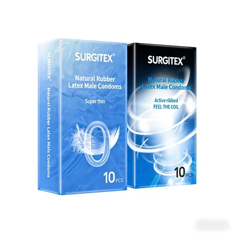 20-Pack Ultra-Popular Combo Pack Ultra-Thin Ribbed Male Condoms for Bareback Sensation