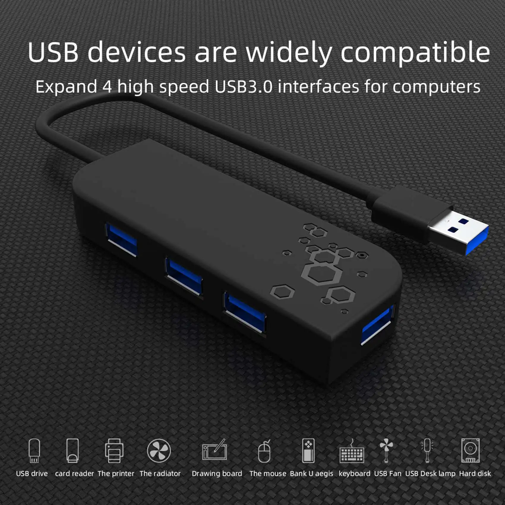 USB3.0 Hub 4 Ports USB 3.0+Type C Docking Station for Multi-Device Computer Laptop Splitter Adapter USB Hub