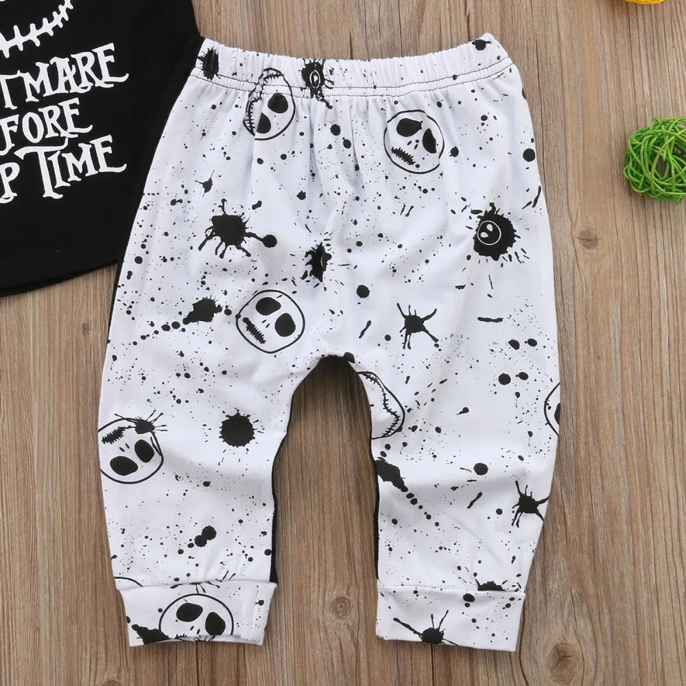 2023 Baby Clothes Boy Set Fashion Halloween New Skull Top T-Shirt + Printed Pants 2PCS Babe Boy Cotton Clothing Set 6M-3T