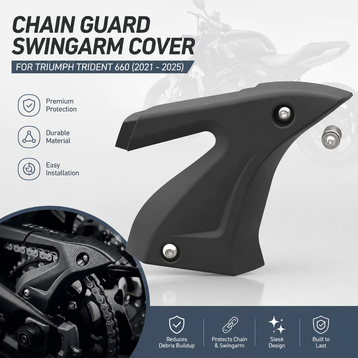 Motorcycle Chain Guard Swingarm Cover Protector for Triumph Trident 660 2021–2025 Rear Chain Protection Accessories