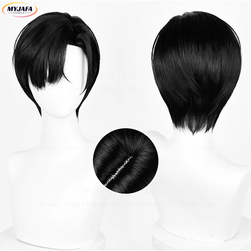 High Quality Ivan Cosplay Wig Black Short Scalp Heat Resiatant Synthetic Hair Anime Cosplay Wigs + Wig Cap