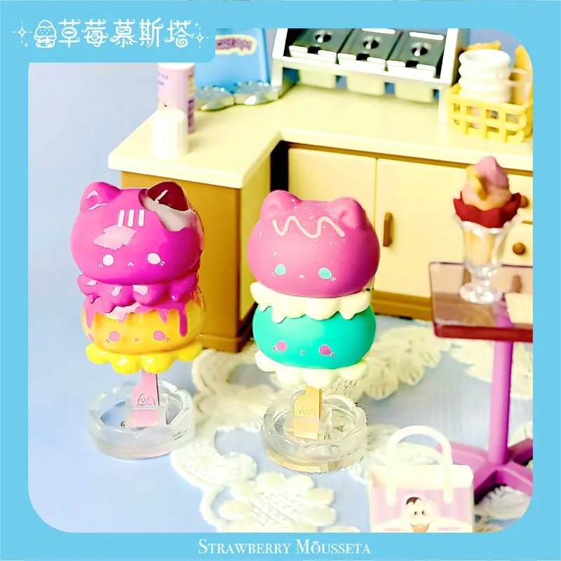 Genuine Strawberry Mousseta Octopus Meow Popsicle Series Blind Box Cute Cat Figurine Mystery Box Desk Decor Birthday Gift