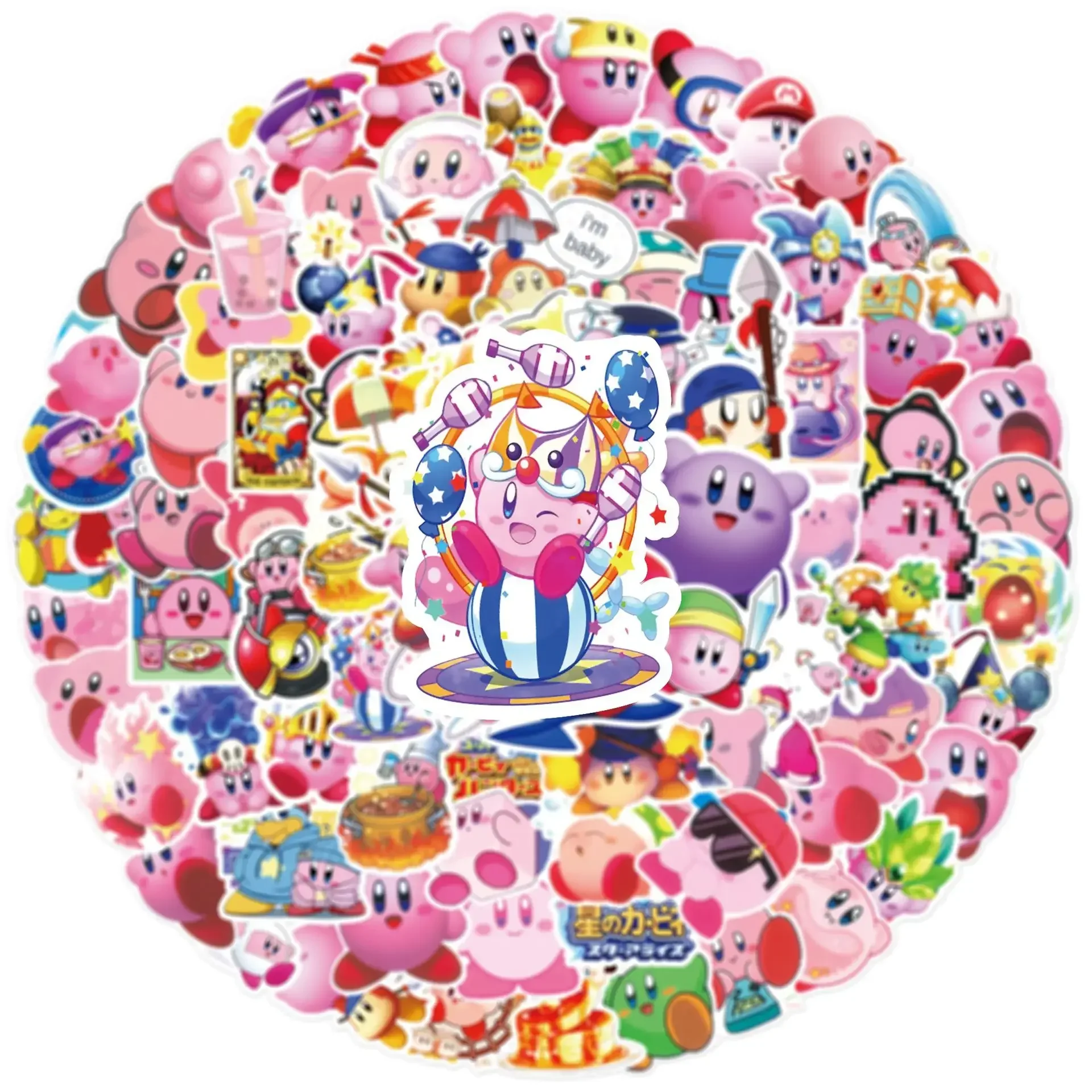 50/100PCS Kawaii Kirby Anime Game Stickers Skateboard Fridge Guitar Laptop Motorcycle Travel Cute Cartoon Kid Toy Sticker Gift