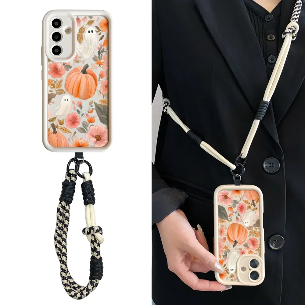 Ypm5Long حبل جراب هاتف ForRedmi Note14 13 12 11 10 9 8 7Pro Plus14s 13C 12C 14C 9C 10C اليقطين فانوس Crossbody الحبل غطاء