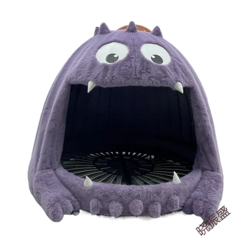 Fabric plush Internet celebrity two-dimensional monster bed, bedroom light luxury minimalist cream bed