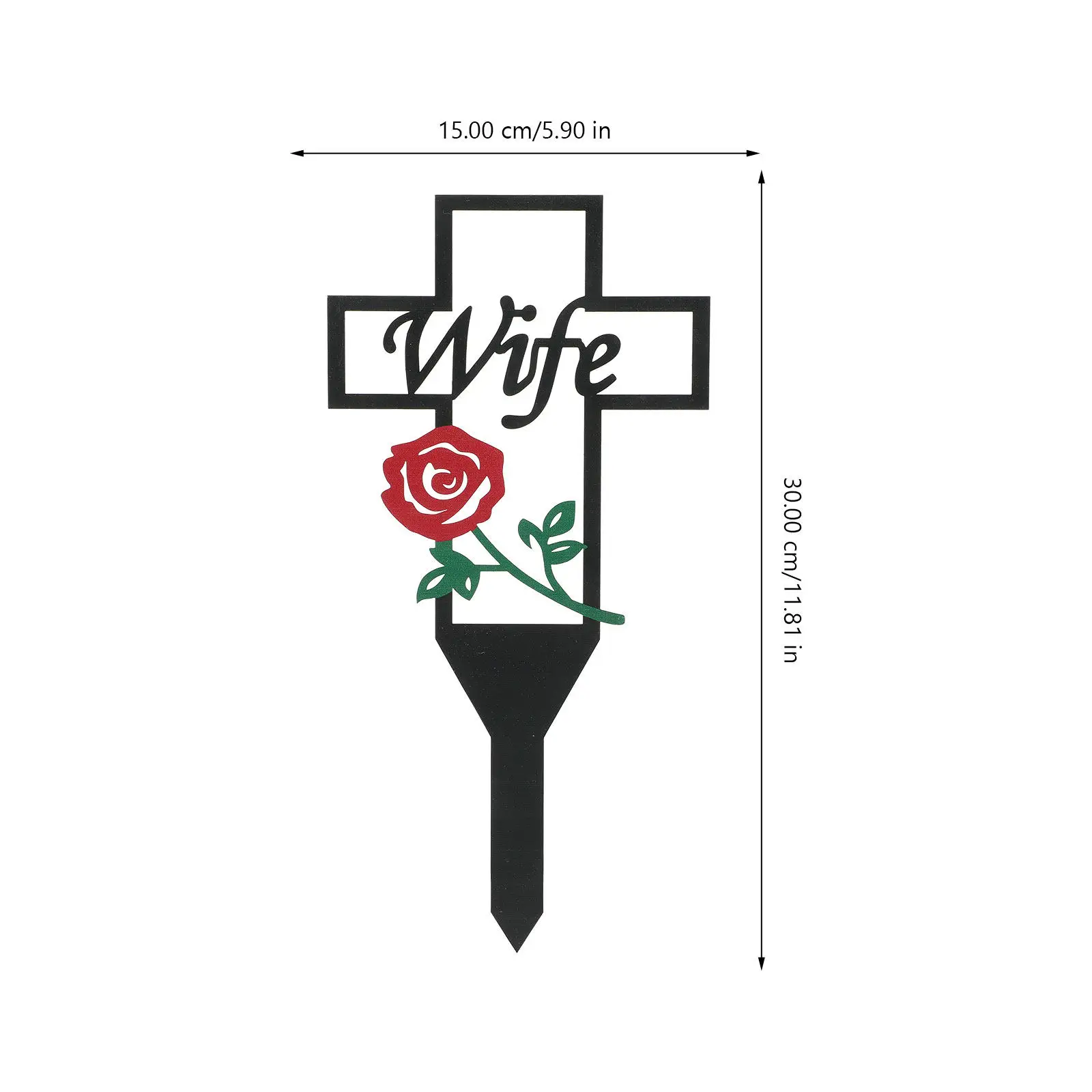 Cemetery Cross Stake Metal Memorial Cross Yard Stake Sign for Grave Garden Lawn Decoration Commemorative Wife Memorial Marker