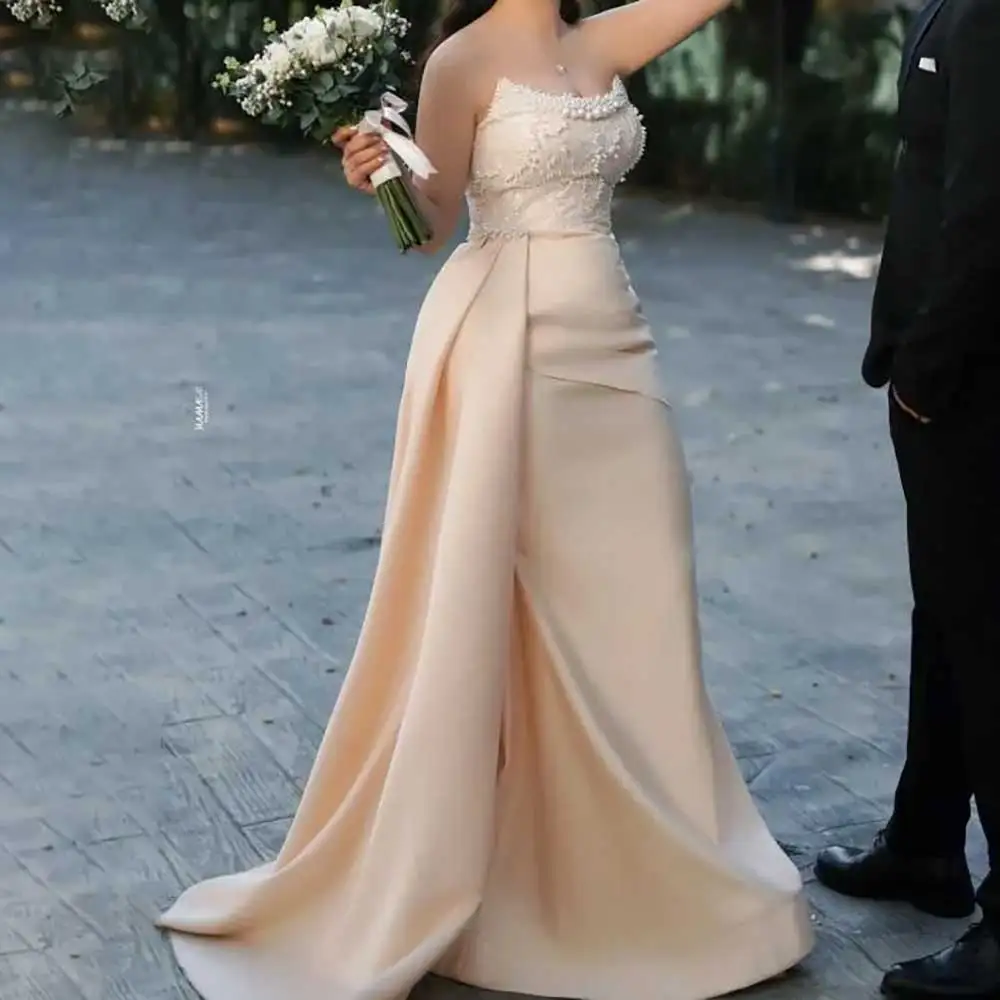 

2025 New Sexy Strapless Sleeveless Applique Mermaid Evening Dress For Women Prom Dress Bridesmaid's Dresses Wedding Guests Gowns