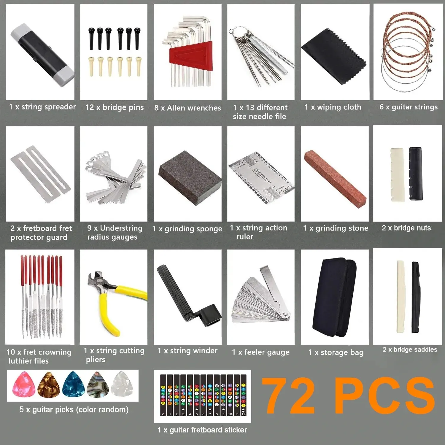 Miwayer 25/72 Guitar Repairing Tools Kit Setup Kit with Carry Bag Perfect Gift for Music Or String Instrument Enthusiast