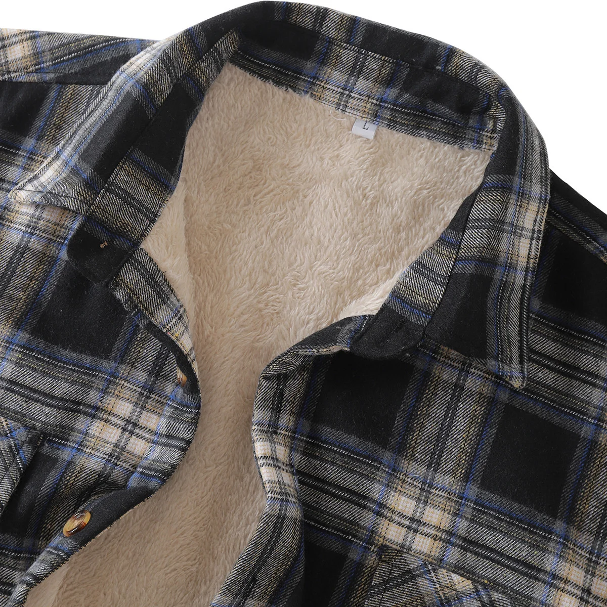 Casual camisas de hombre Winter Thick Plaid Shirts For Men Long Sleeve Sherpa Lined Shirt Fleece Jacket