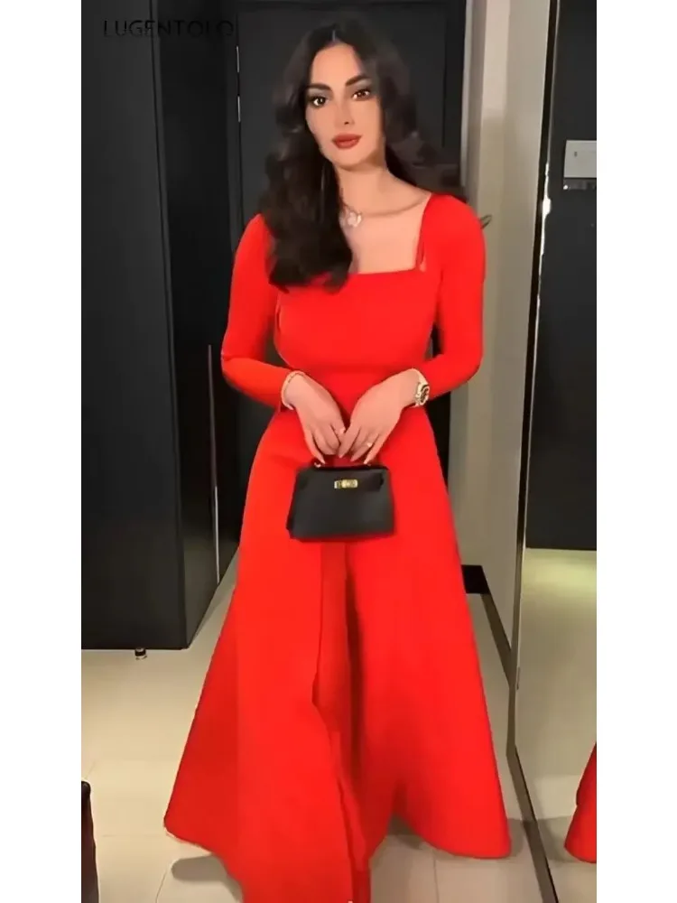 

Женские сексуальные пончо, комбинезоны, комплект из 2 предметов, красные большие свободные накидки с длинными рукавами, женские элегантные прямые повседневные брюки с высокой талией