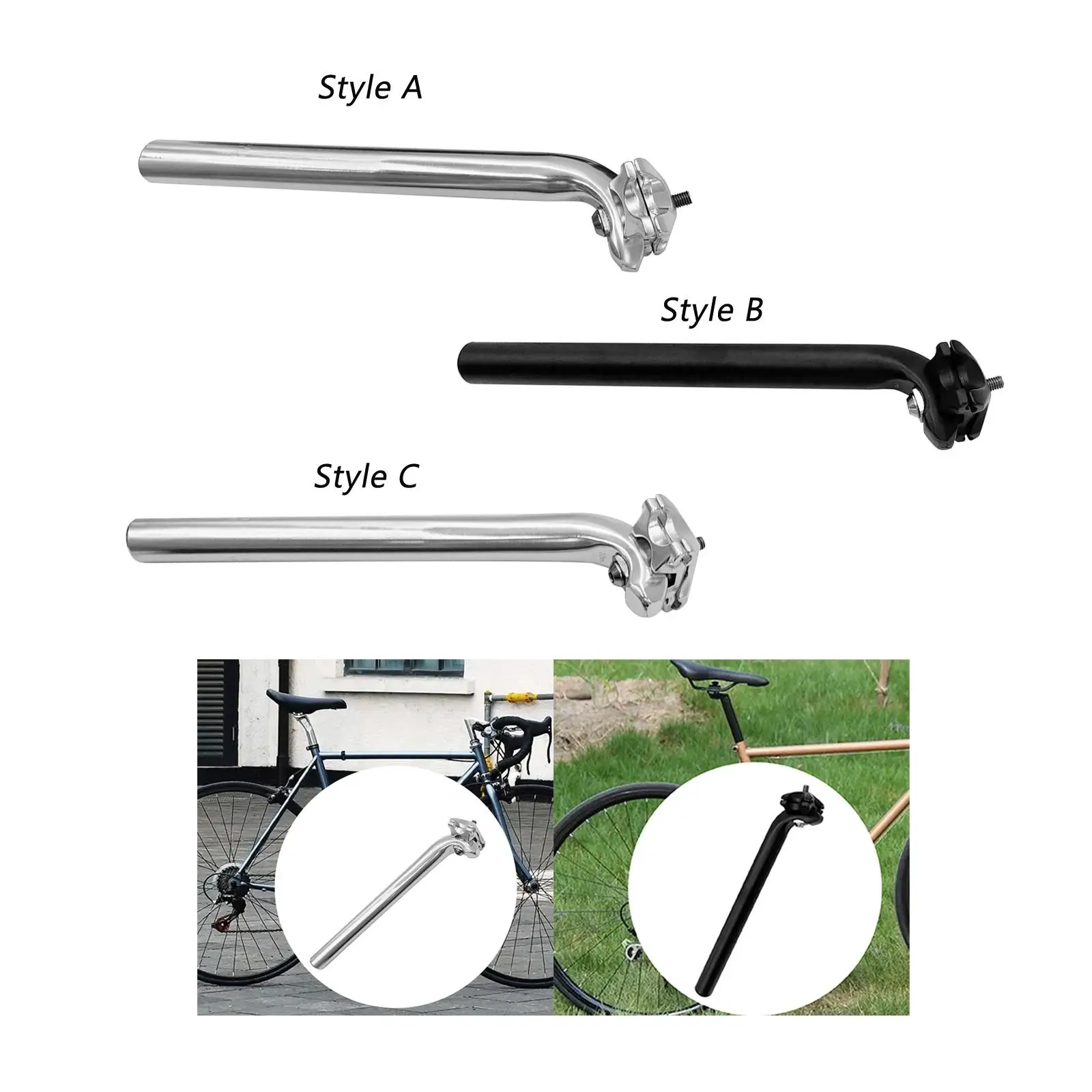 Bike Seat Post Safe Spare Parts Saddle Pole Lightweight Easy to Install Compatible 300mm Length for Road Bike Vintage Bike