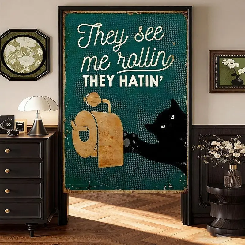 Retro Black Cat Door Curtain Inspirational Black Cat Door Curtain Non Perforated Bedroom Entrance Privacy Partition Curtain