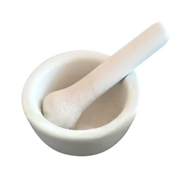 White Granite Mortar & Pestle Natural Stone Grinder for Spices, Seasonings, Pastes, Pestos and Guacamole 90mm-Dia