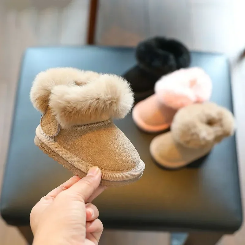 Botas Para Niña Pluche Kid Sneeuwlaars Winterwarmte Baby Wandelschoen Dikke Jongen Meisje Katoenen Schoen Zachte Zolen Kinderschoen Gewatteerde Laars