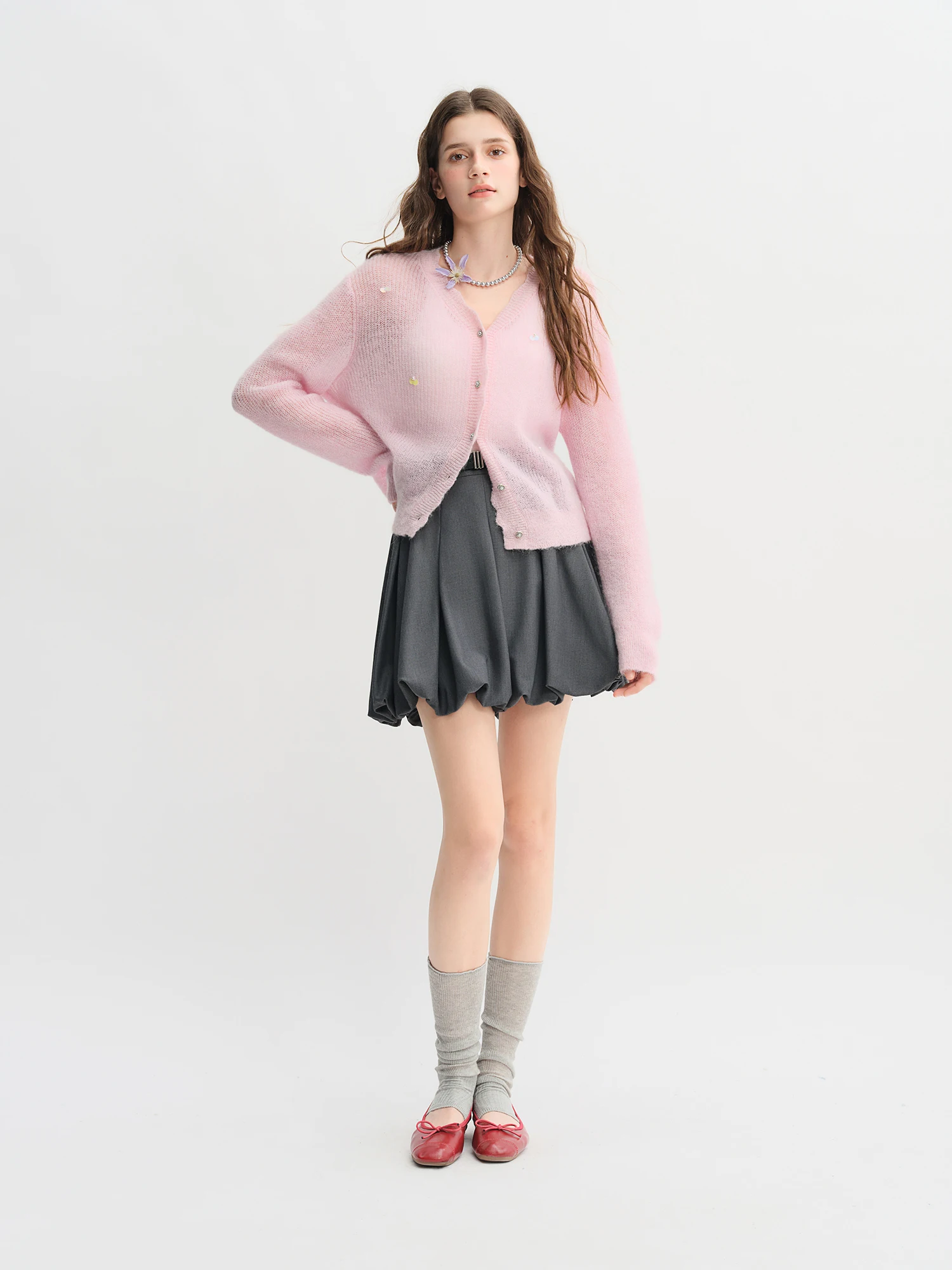 DUSHU estilo universitario cárdigan de punto Simple dulce 2025 otoño nuevo suéter suelto versátil 25DS83273