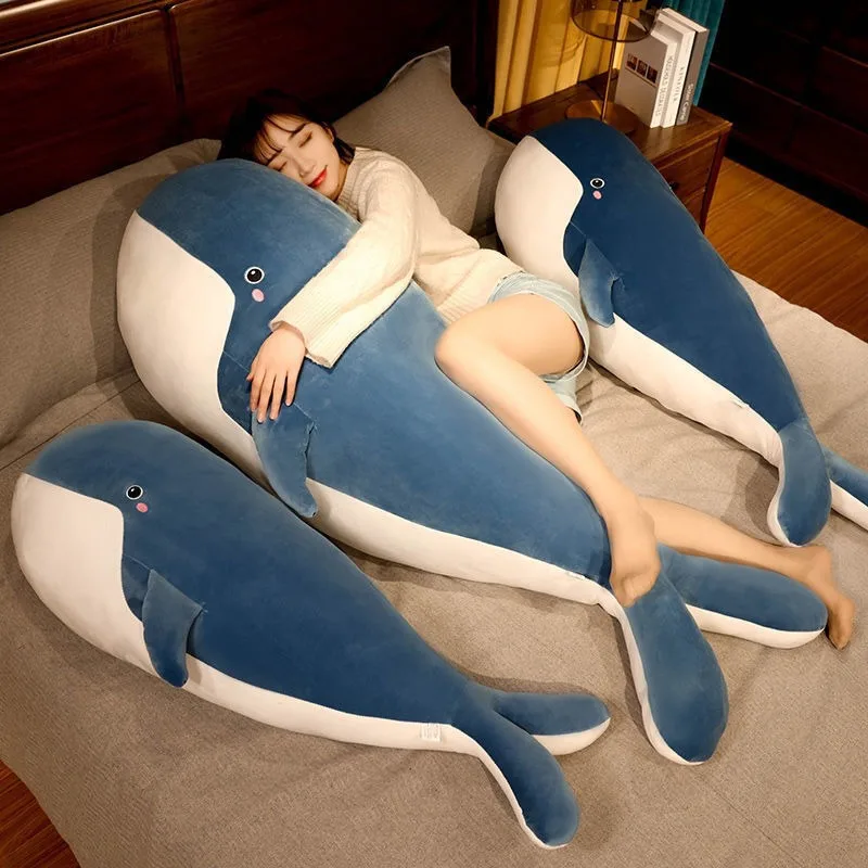 110-140cm Large and Cute Whale Plush Pillow for Girls To Sleep on The Bed Body Pillow Anime Pillows for Bedroom Long Pillow