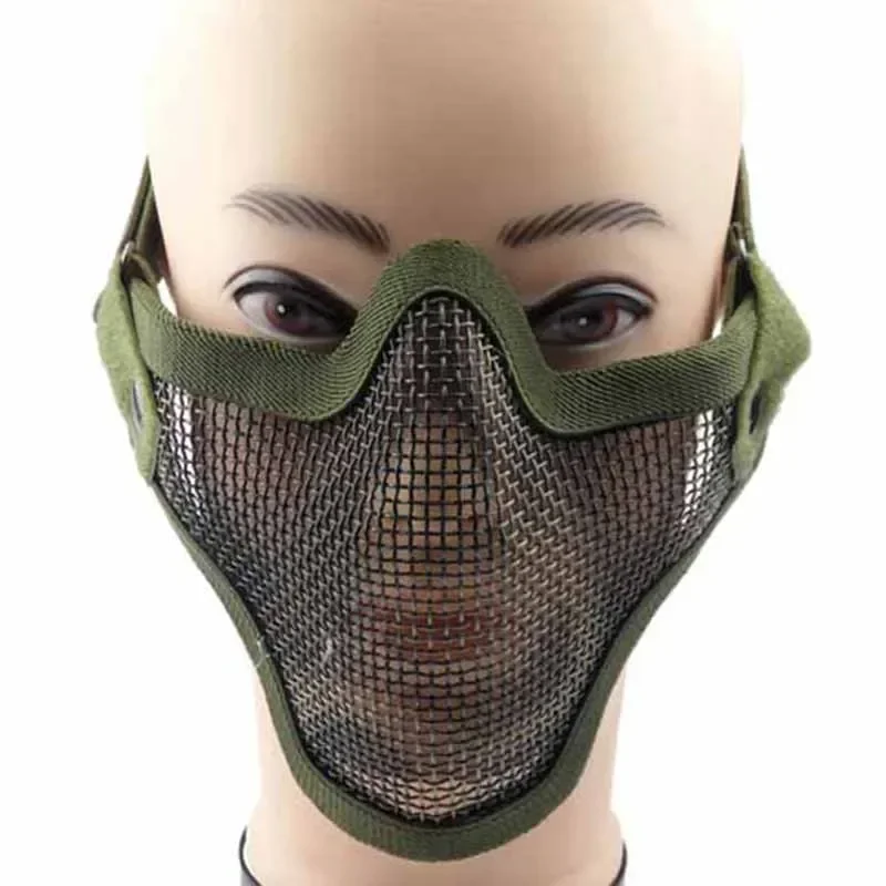 Tactical Steel Metal Mesh Half Face Mask Protective Strike Paintball Mesh Camouflage Protective For Hunting Airsoft
