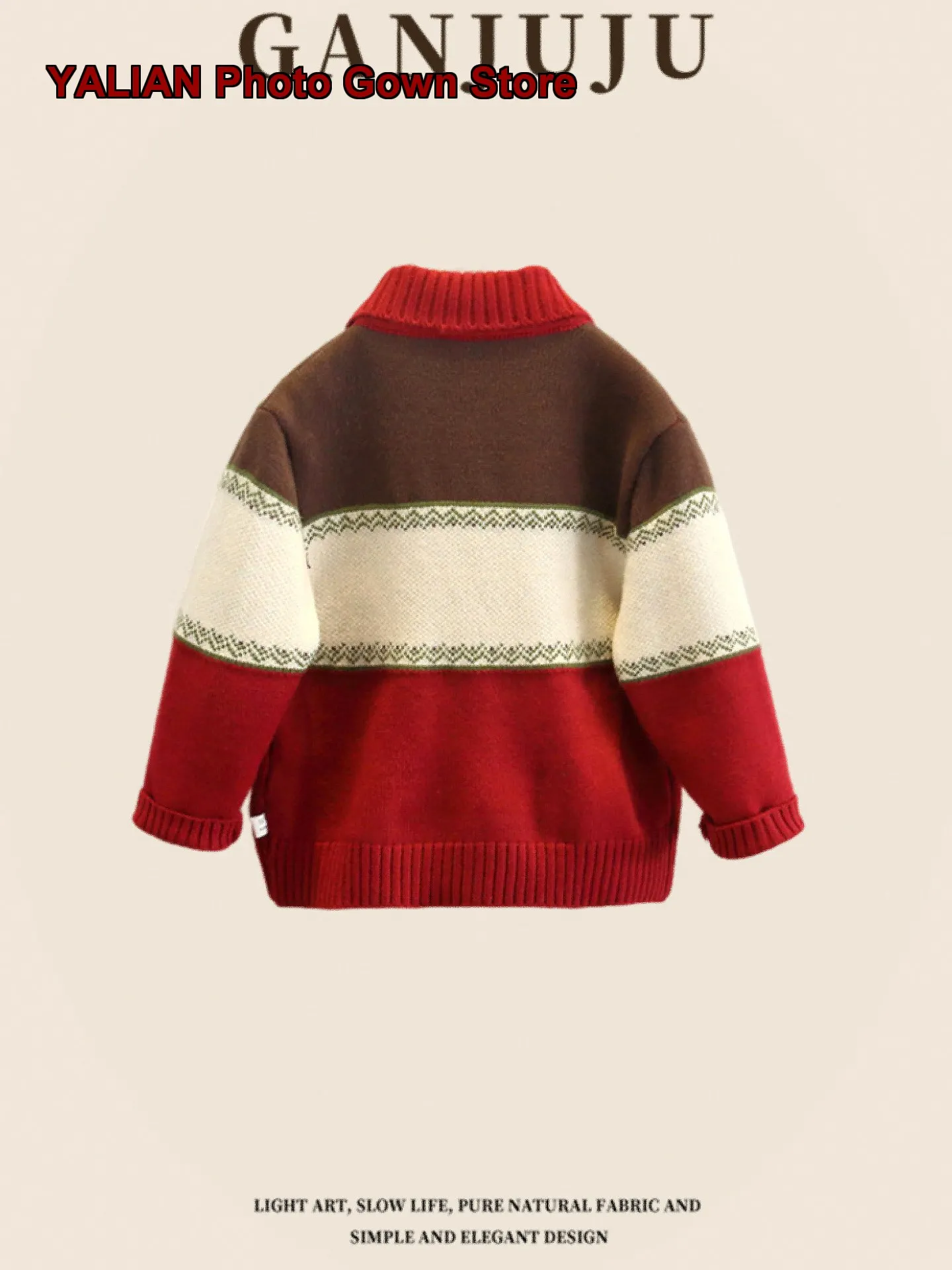 Boys Thickened Knit Sweater with Red Puppy Embroidery Autumn Winter