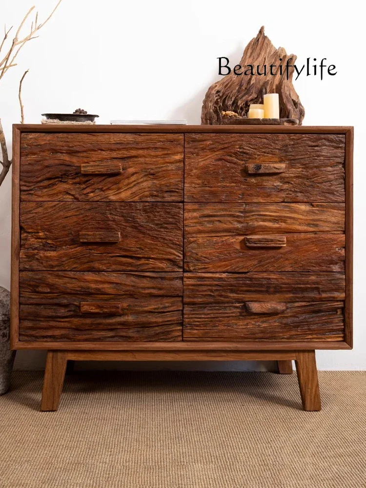 American Retro Solid Wood Sideboard Home Ornaments Locker Silent Wind Decoration Entrance Cabinet