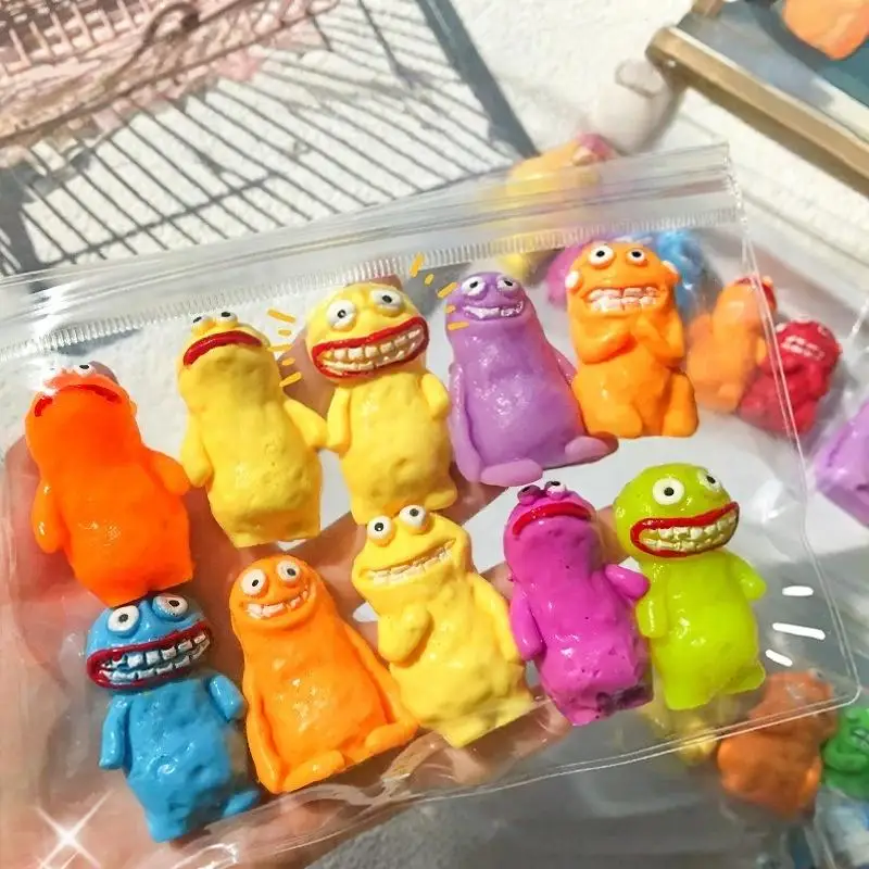 Set of 5 Squishable Clay Man Monsters: Stress-Reducing Decompression Musical Toys for Light-Hearted Fun