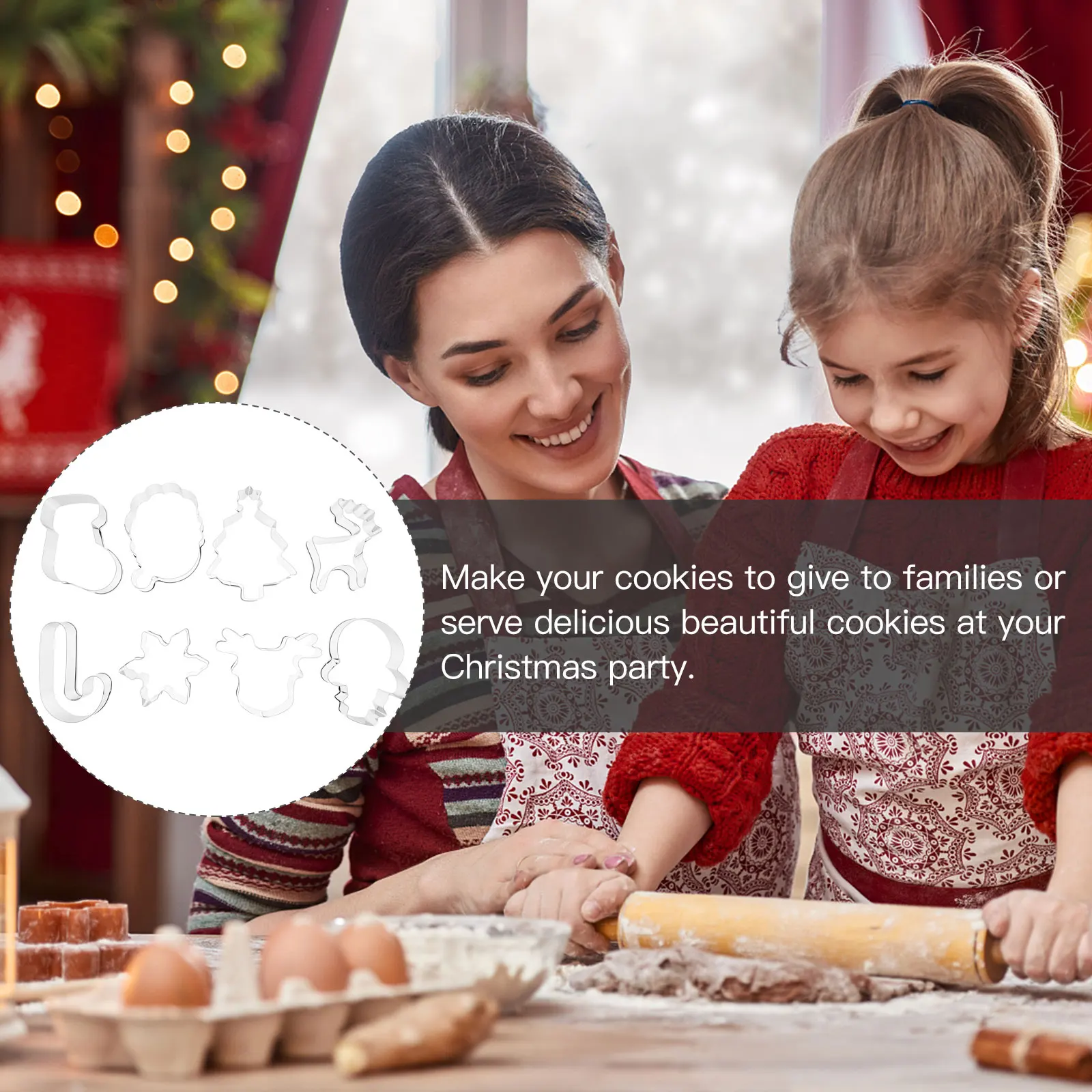 

8 Pcs Cutters Christmas Tree Mold Set Stainless Cookie Gingerbread Man Shaped Cookies