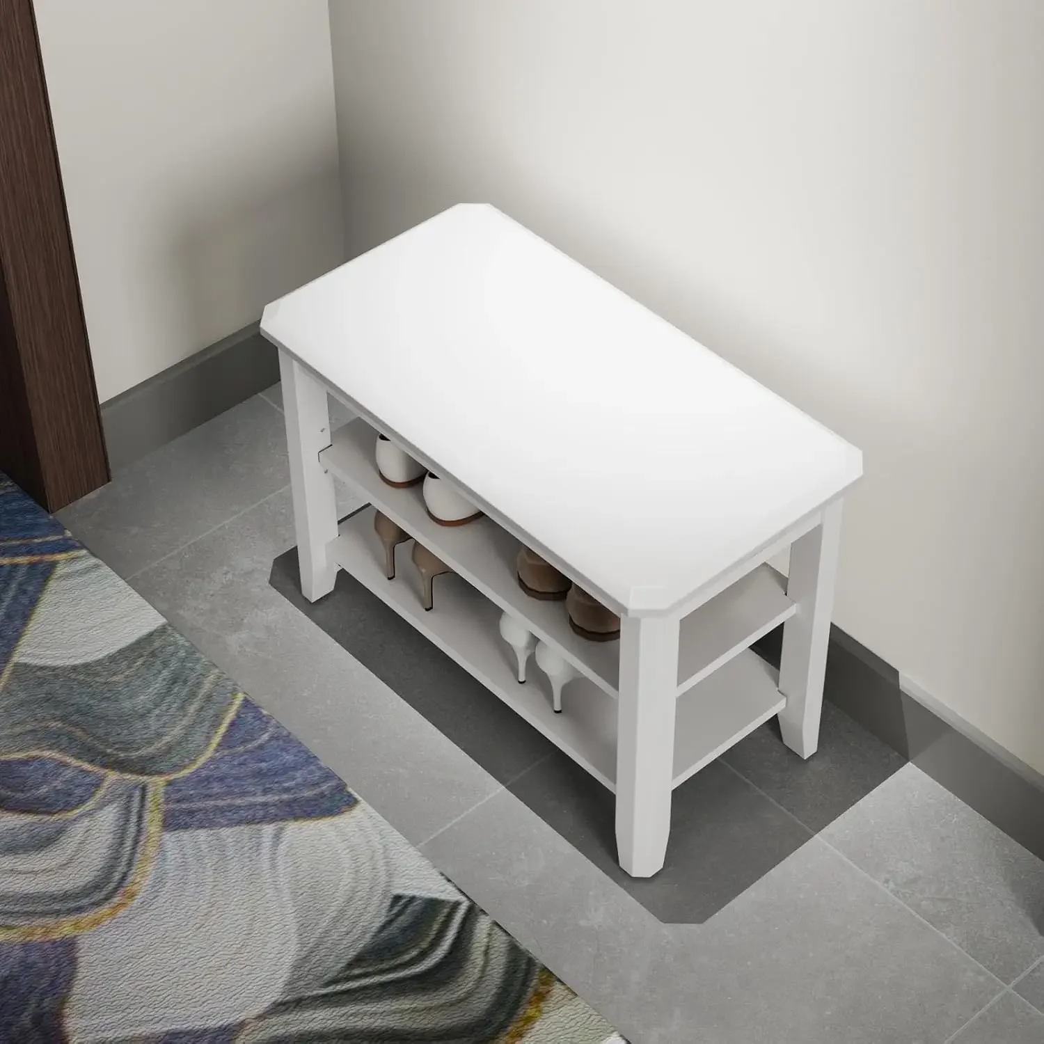 

Деревянная полка для обуви, скамейка для прихожей, 2-уровневая стойка для входной двери, скамейка с местом для хранения прихожей