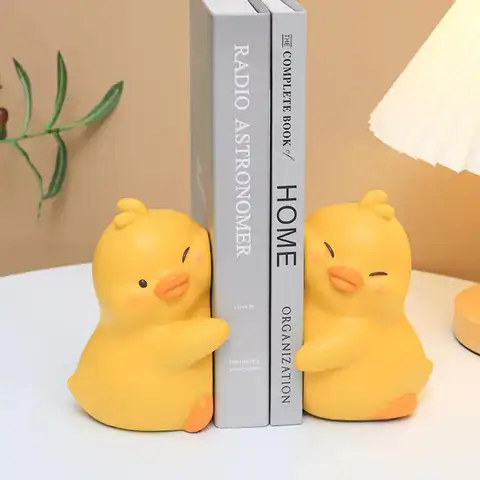 허그 오리 북엔드 만화 미끄럼 방지 헤비 듀티 송진 공예, 가정 사무실 데스크탑 책 스토퍼, 거치대 동물 장식, 1 쌍