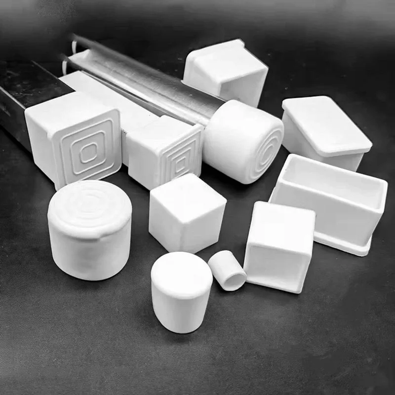 Round Square Chair Leg Tips Caps Branco Móveis Pé Mesa End Covers Pipe Plug Floor Protector Antiderrapante Pés de nivelamento inferior