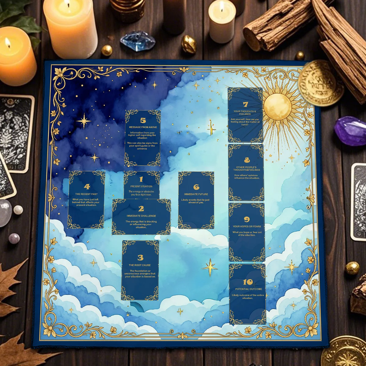 Celtic Cross Divination Tablecloth For Tarot Mat the Signs of the Zodiac Tarot Cards Table Cloth Sun Moon Witch Altar Cloth