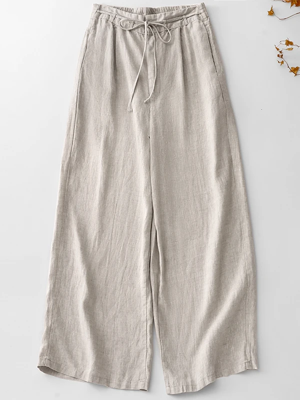 2025년 신상 코튼 린넨 스트레이트 레그 팬츠 대형 사이즈 여성용 예술적 레트로 루즈 캐주얼 와이드 레그 팬츠 플러스 사이즈 여성용