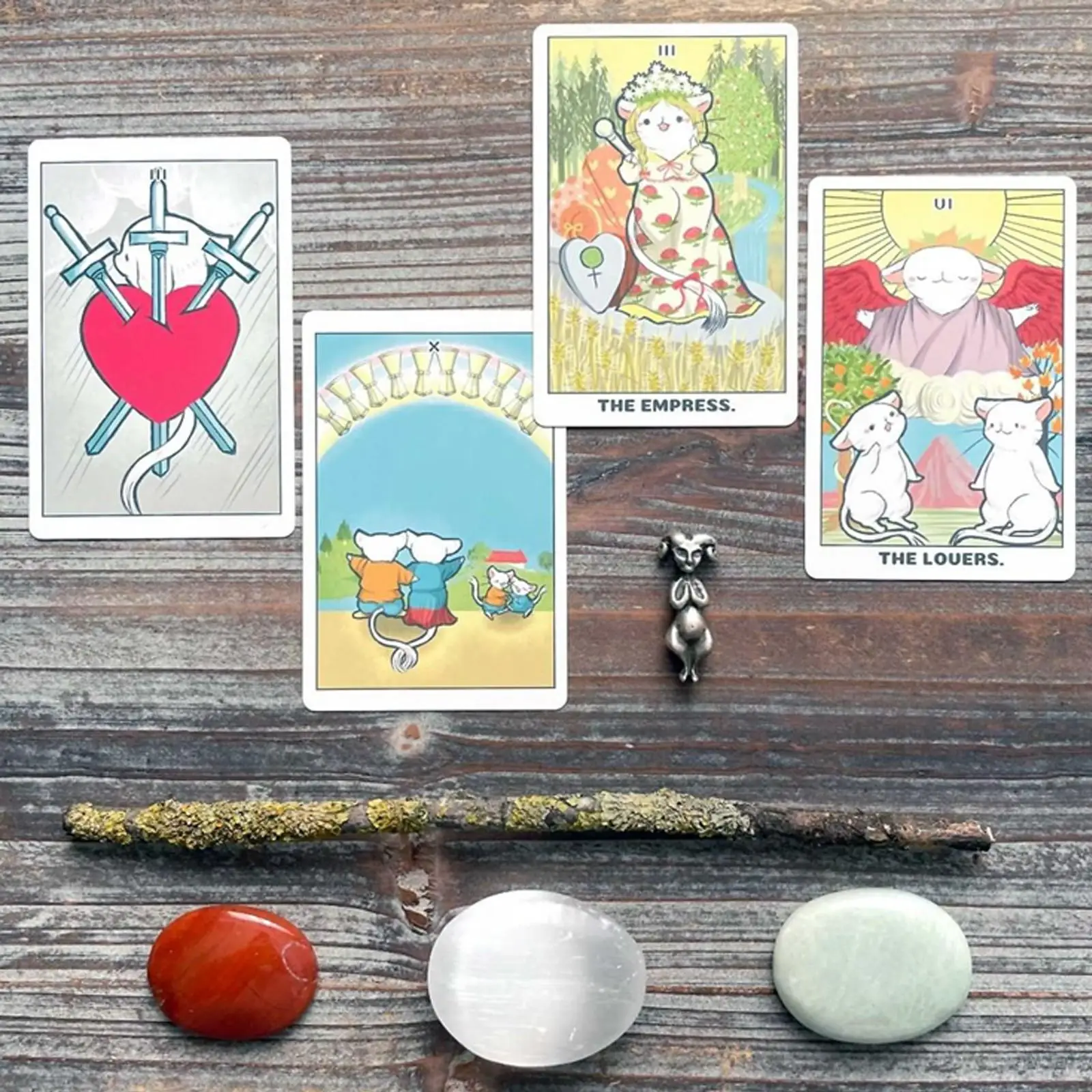 Tarot Van Mugi, 78 Schattige Tarotkaarten, Dierentarotdek Voor Beginners 11*6.5Cm