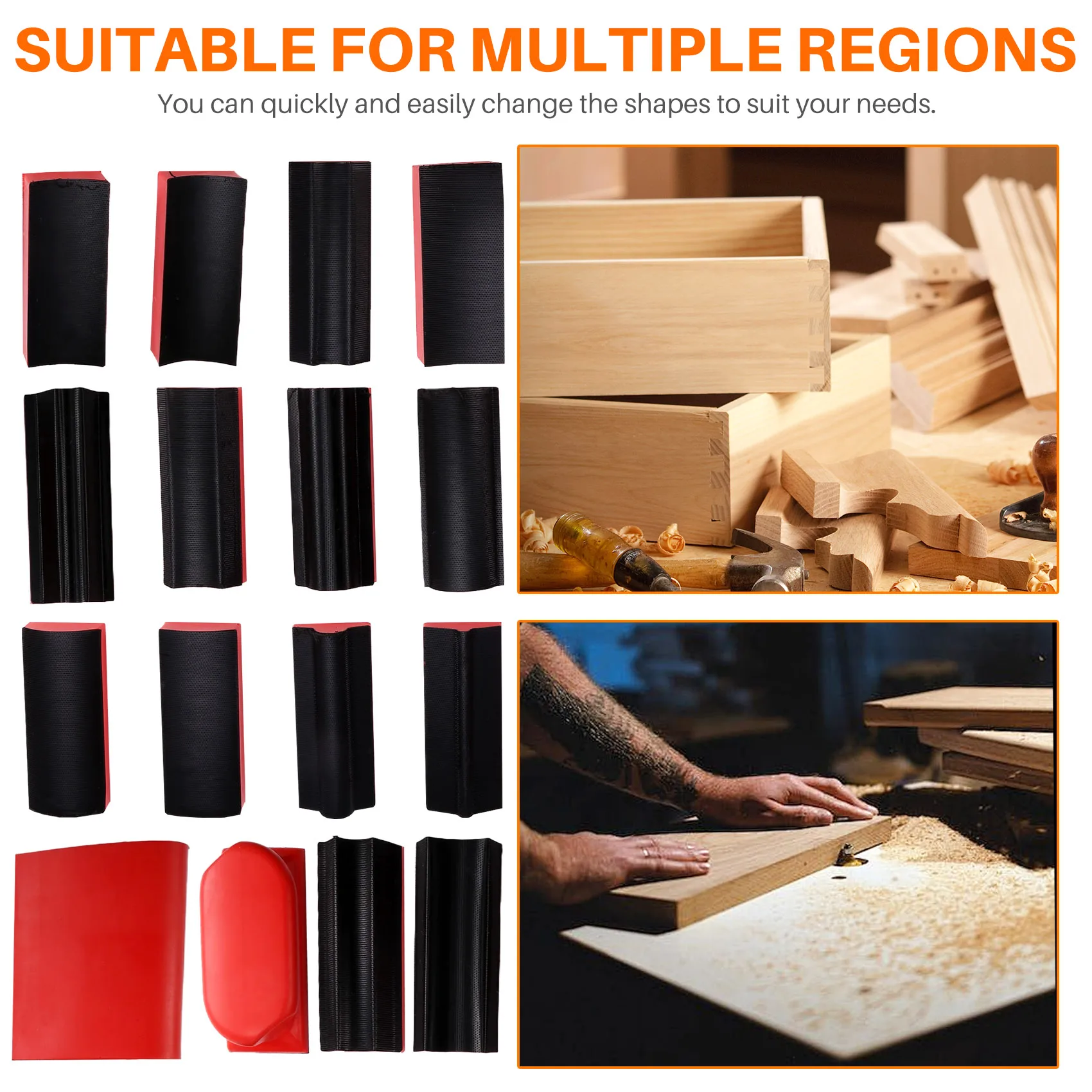FAAJ-ハンドサンディングブロック 16 個、輪郭サンディングパッドキット、フック&ループ研磨サンディングパッド、木製家具のサンディング用