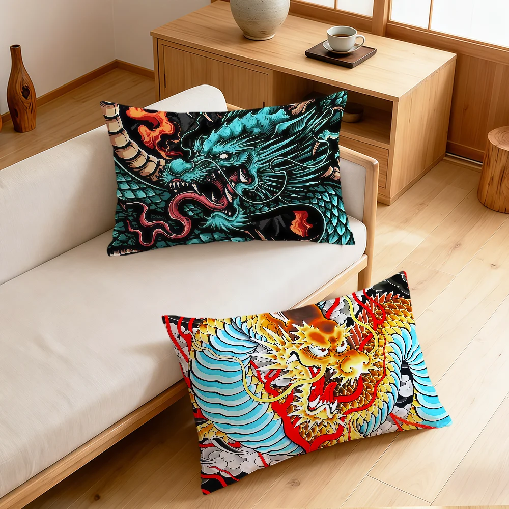 Red Dragon dragon art colorful Rectangle Pillow Cover Home Sofa living Room bedside Dorm Coffee Shop Pillowcase gift