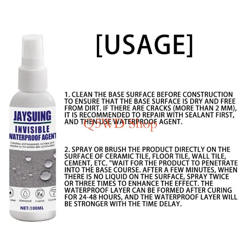 

Q5WD Суперсильный склеивающий спрей, герметик против протечек, 100 мл, невидимый водонепроницаемый агент, инструменты для в