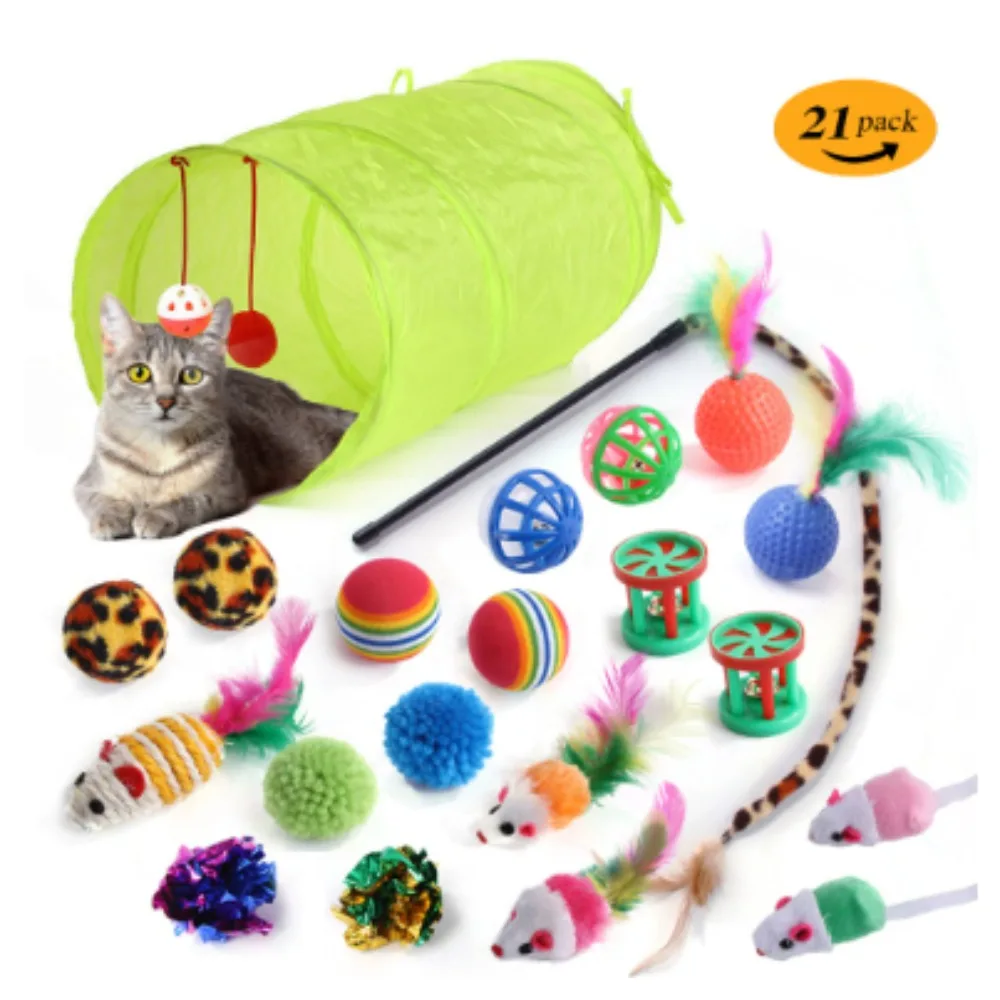 

New Pet Cat Toy Tunnel Kit Funny Cat Stick Interactive Plush Mouse Voice Toys Cat Supplies