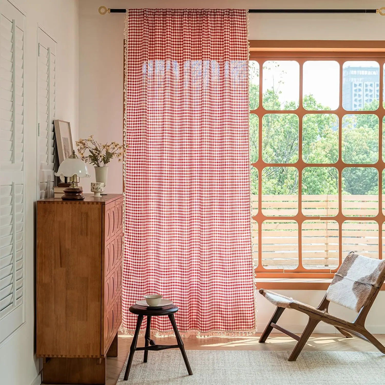 

Red and White Buffalo Checkered Window Drapes for Farmhouse Bedroom Living Room Blackout Curtains Luxury Home Interior Decor