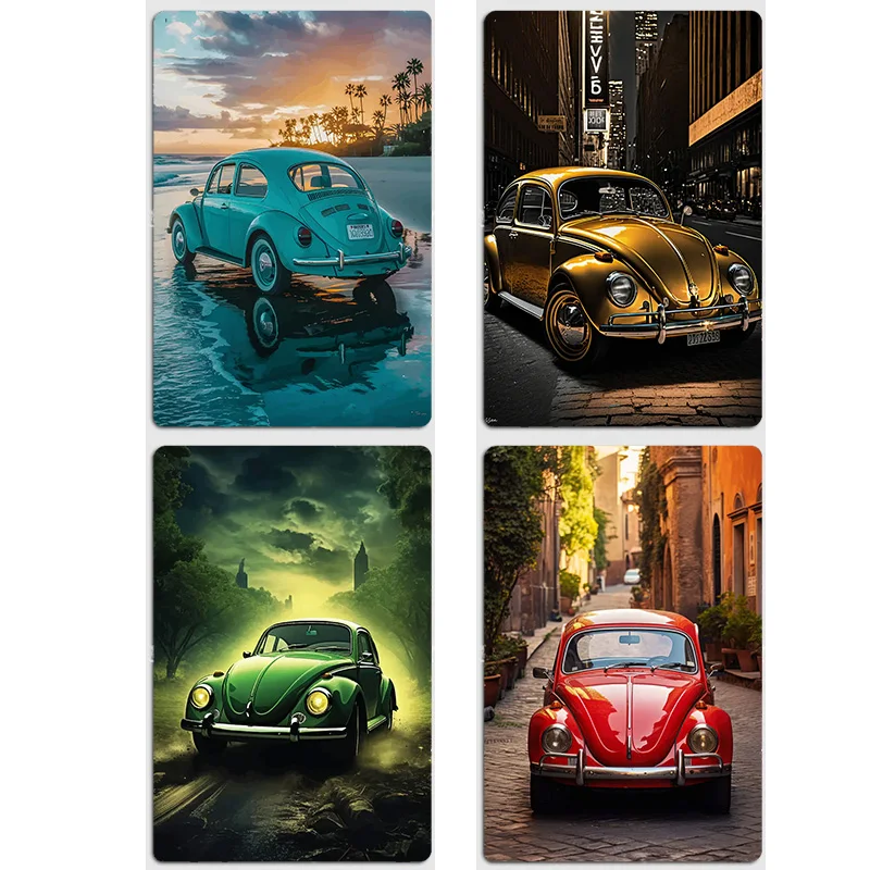 VW Beetle Compact Car Retro Poster Metal Custom Sign Living Room Wall Indoor Decor Room Decoration Bedroom Posters Home Decor