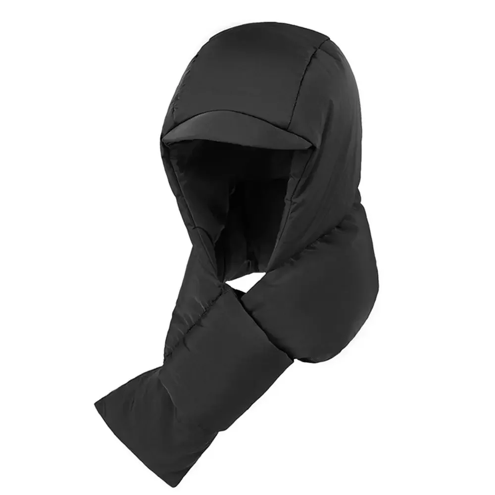 Neck-cross Ear Protection Down Hat Fashion Thicken Windproof Neck Scarf Cap Unisex Duck Down Balaclava Outdoor Sports Hat Scarf