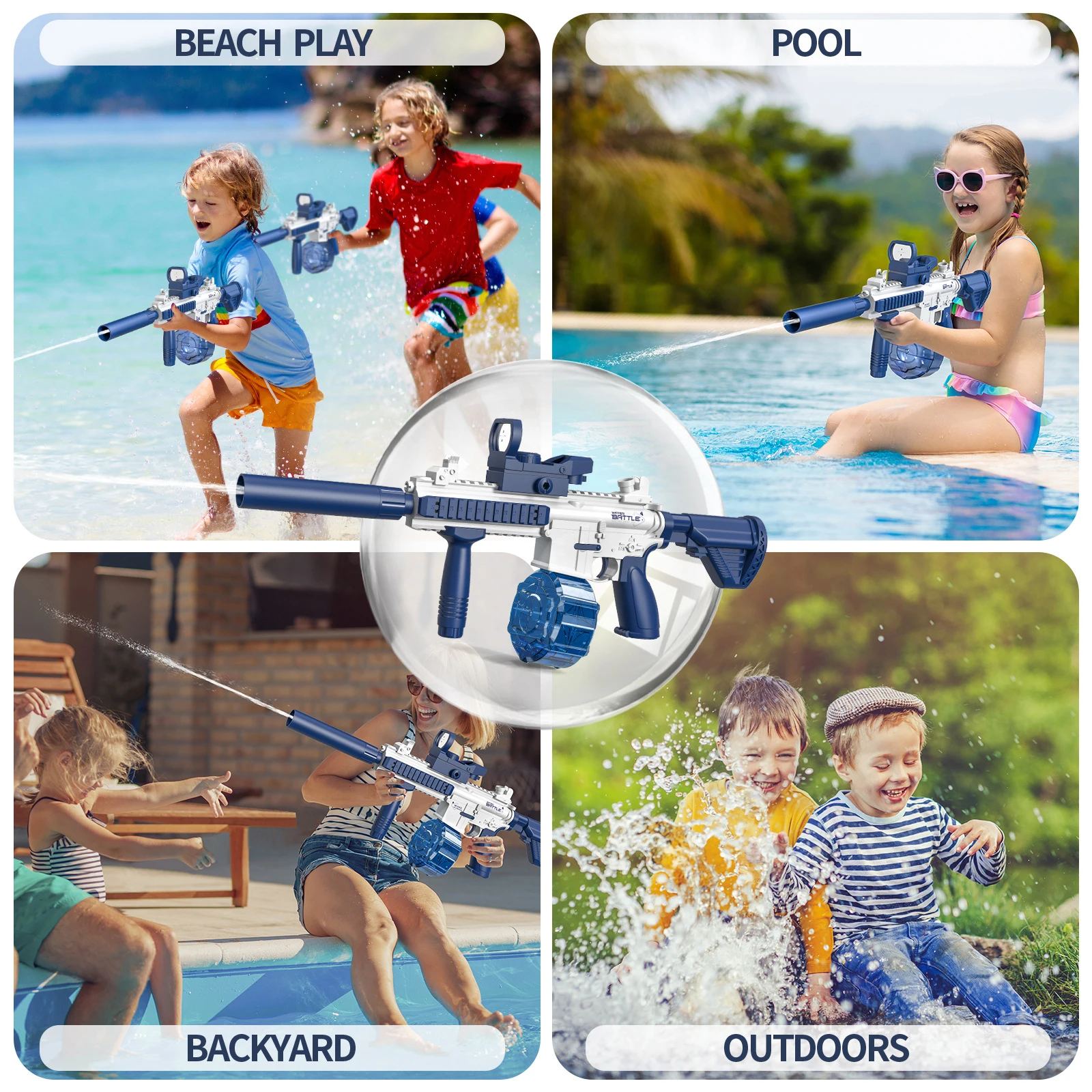 Water Gun Toy Portable M416 Water Gun Automatic Water Spray Gun Toys Electric Burst Water Gun Children Outdoor Water Fight Toys