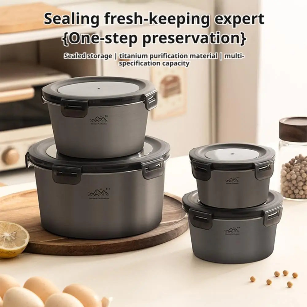 400-2200ml Titan Runder Lebensmittelbehälter, Auslaufsichere Bento-Box für Camping, Isolierte Lunchbox mit Luftdichtem Deckel