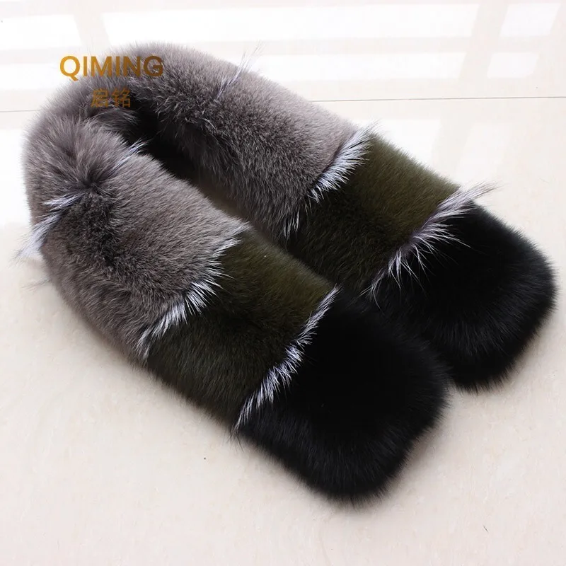 Winter New Fox Fur Scarf Ladies Big Fur Collar Pink Grey Color Matching Coat Women Plush Scarfs Bib Luxury Fur Collar