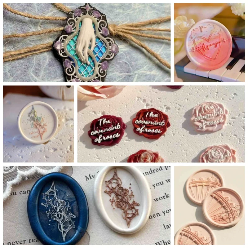 

Creative Fire Seal Seal Head Bow Rose Floyd Cute Sheep Ferris Wheel Embossed Invitation Envelopes Sealed With Copperhead Stamps