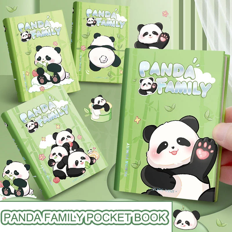 

Panda Family Pocket Book A7 Notebook Mini Notebook Hardcover Handbook Student Blank Draft Notepad