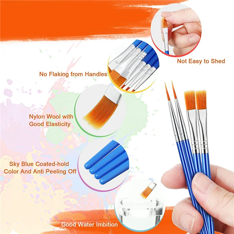 

500 шт., набор маленьких круглых плоских кистей, кисти с плоским кончиком, акриловая кисть с тонкими деталями